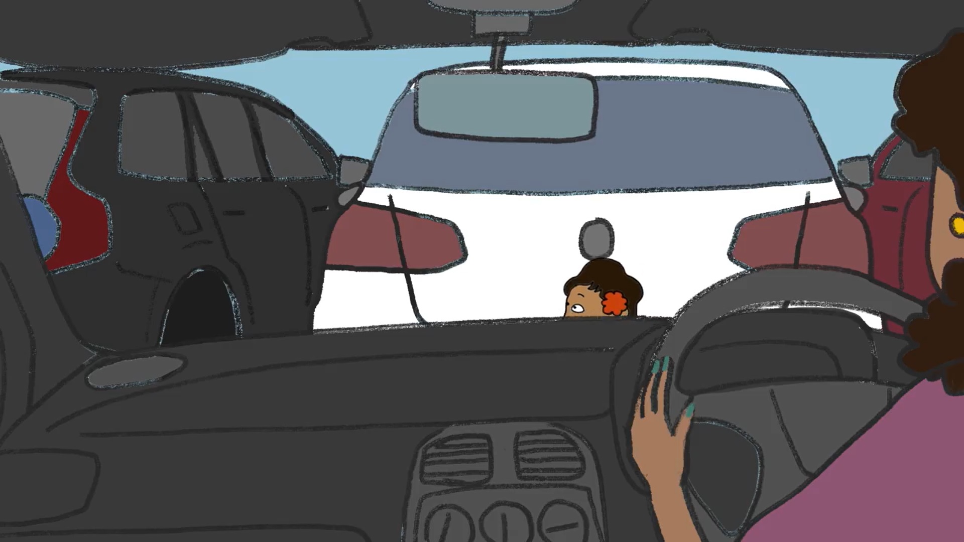 Rinku crosses the road but her short height decreases her visibility to the line of sight of drivers. Illustration by Susnata Paul for WRI India. Rinku crosses the road but her short height decreases her visibility to the line of sight of drivers.