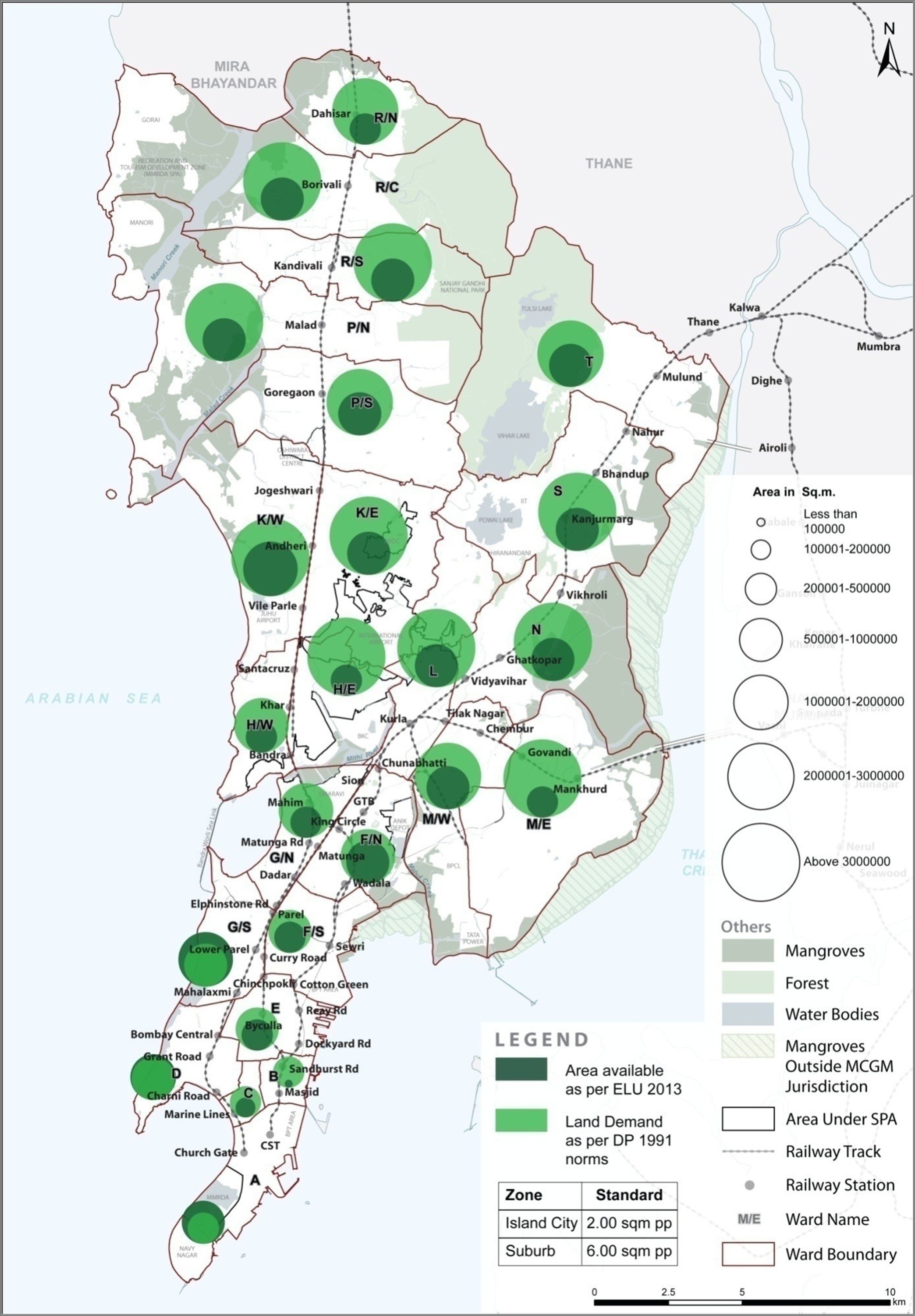 Map 1: Current demand gap for open space in Mumbai, highlighting M/East ward. Map Credit Map 1: Current demand gap for open space in Mumbai, highlighting M/East ward. Map Credit