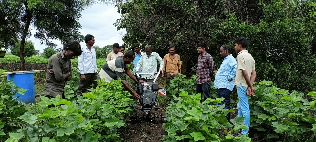 On-field demonstration of power weeder. On-field demonstration of power weeder.